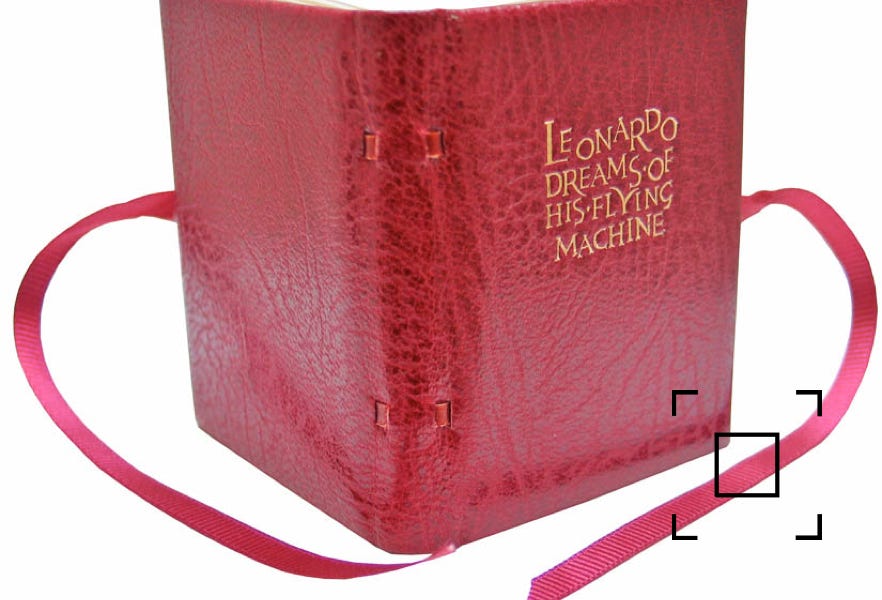 Standing view showing back covers and grosgrain ties.